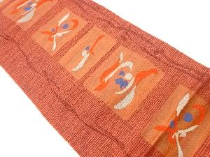 本場筑前博多色紙に抽象模様織出し名古屋帯